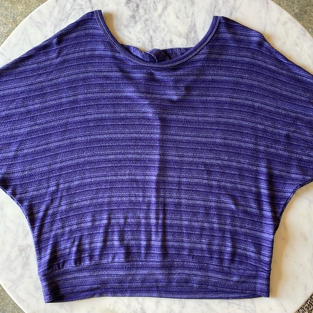 Forever 21 Girls Medium Bat Winged Purple Top With Criss Cross Detail